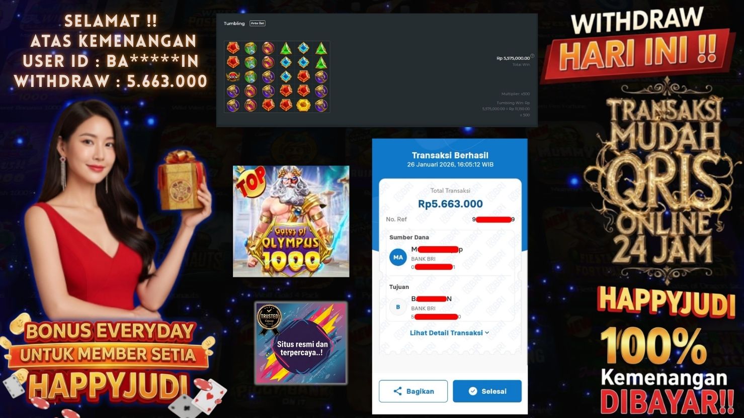 HAPPYJUDI JACKPOT SLOT GATES OF OLYMPUS 1000